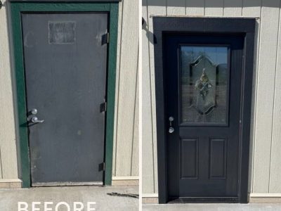 Before and After contemporary entry door replacement