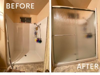 Before And After Elite Shower Door Installation