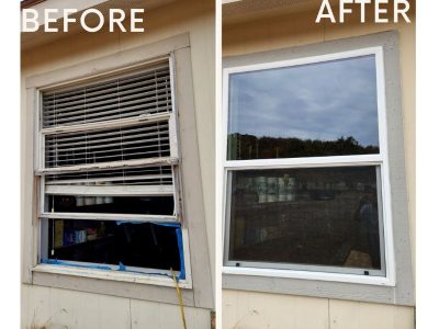 Before And After Existing Window to Single Hung Window Conversion