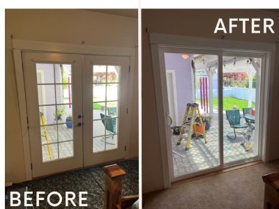 Before And After French Door to Sliding Door Conversion