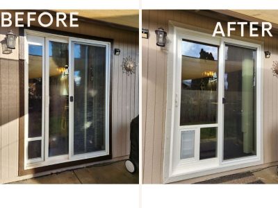 Before and After Patio Pet Panel Door Installation