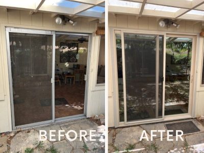 Before and After sliding patio doors