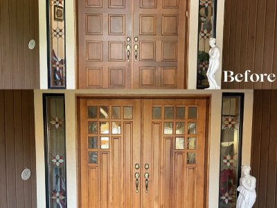 Before and After Storm Door Restored