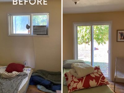 Before And After Window to Glass Door Conversion Before And After Window to New Sliding Door Conversion