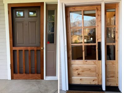 Before and After wood door installation